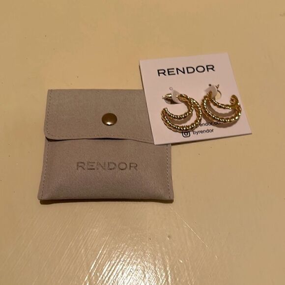 Rendor Small Victoria Double Braided Hoop Earrings Yellow Gold Plated New - Picture 5 of 7